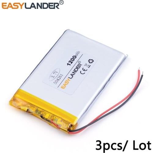 3pcs /Lot 504261 3.7V 1200mah 3.7v lithium Li ion polymer rechargeable battery For Digital MP4 MP5 Camera PSP GPS Tablet PCs