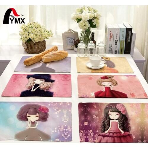 42X32CM Table Napkins Beautiful Girls Images Polyester Dinner Table Napkins Tea Coffee Towel Cotton Fuchsia Wedding Decor