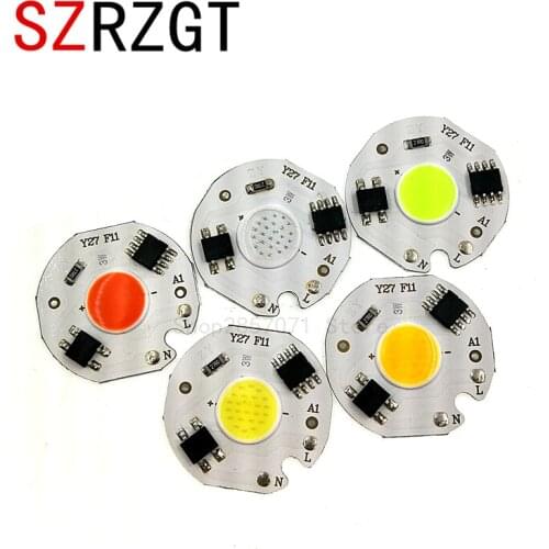 5pcs 3W 5W 7W 10W 12W LED COB Lamp Integrated High Power Light AC220V Lamps With Smart IC Driver Spotlight Red green blue white