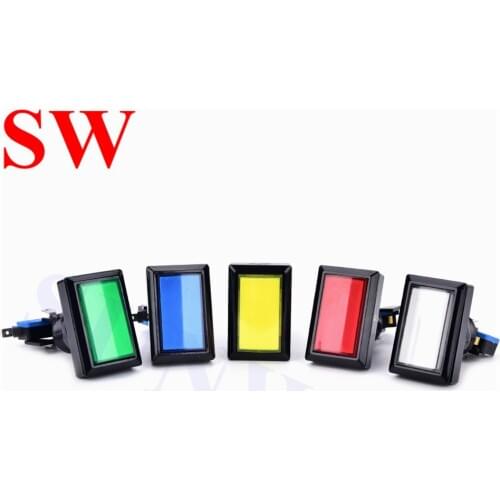 50*33mm Rectangular LED Illuminated Push Button Rectangle Arcade LED Lighted Push Button with Microswitch for Mame Cabinet 10pcs