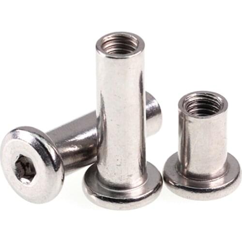 50pcs/lot M4 M5 M6 M8 Stainless Steel Furniture Nut Plywood Nuts Dual Screw Nuts Fat Head Hexagon Socket Lock Nut