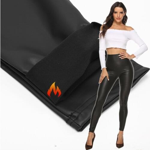 Fleeced Faux Leather Pants PU Leggings Print Pattern Texture Snake Camouflage Tie Dye High Waist Push Up Warm Tights Streetwear