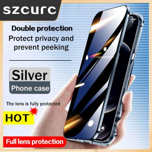 For iPhone 11 Case. NEW 360° Full Protection revent the peep Magnetic Adsorption Metal Glass phone cover iPhone 12 Pro MAX Mini
