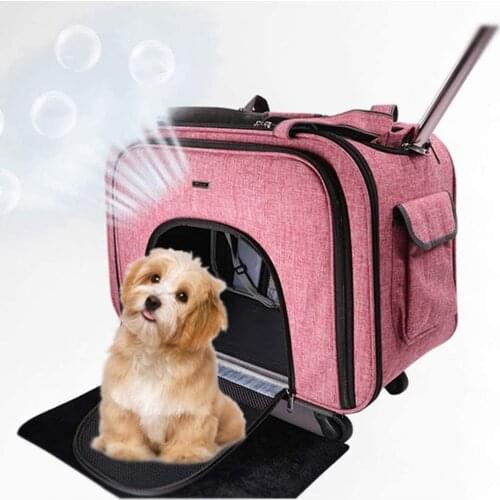 Pet Trolley Case Carrier Folding Cat Outdoor Carrier Dog Trolley Bag with Safety Rope Suitable for Dogs Cats Kittens or Puppies