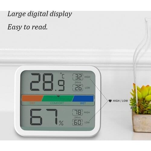 Youpin Miiiw LCD Digital Thermometer 2 Hygrometer Indoor Thermo-Hygrometer with Magnet, MIN/MAX Records for Room Climate Control