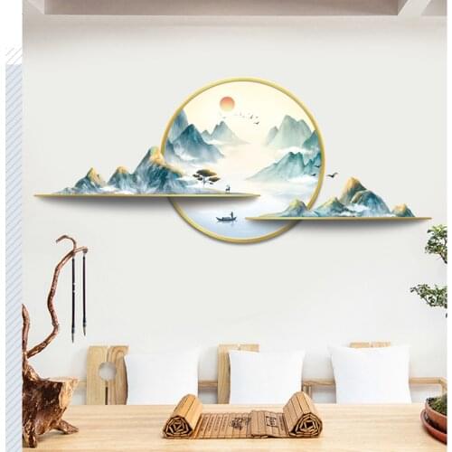 Chinese Style 3D Mountain River Landscape Wall Sticker Home Decoration Accessories For Living Room Decor Office Decal Art Poster
