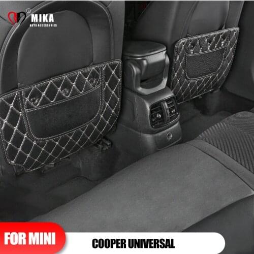For Mini Cooper Universal F54 F55 F56 F57 F60 R54 R55 R56 R57 R60 Car Seat Back Anti-Dirty PU Leather Carbon Auto Accessories