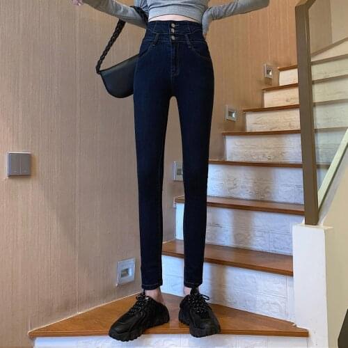 High waisted jeans women show thin show high autumn and winter 2020 super high waisted Leggings