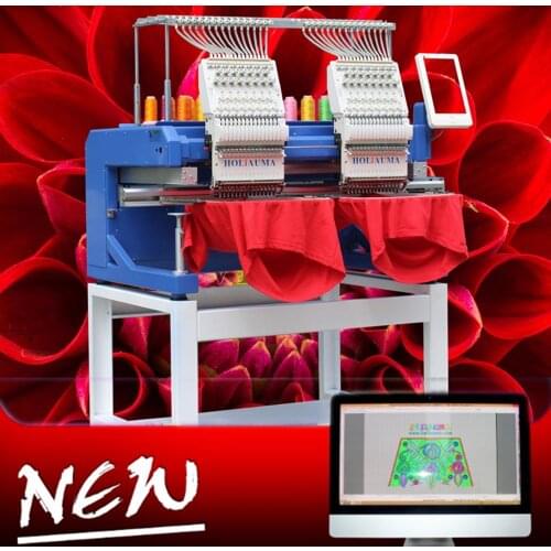 Hot HO1502H computer automatic Embroidery machine 2 head flat/cap/T shirt/cording/sequin/beads big/lager working area