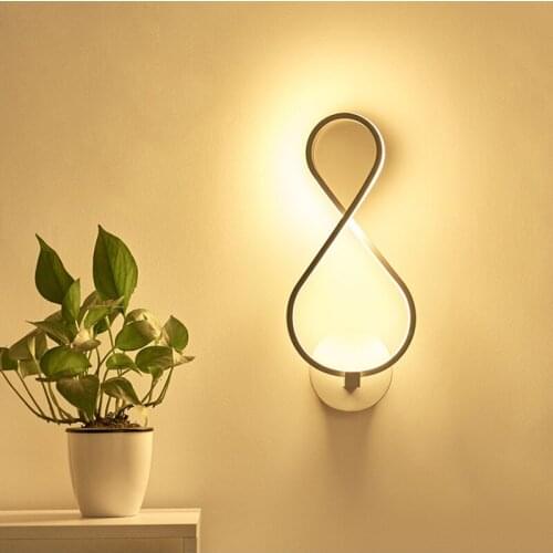 European Hotel Curved Wall Lamp Bedroom Background Eye-caring LED Warm White Light