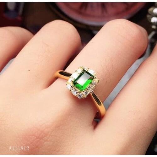 KJJEAXCMY fine jewelry 925 Silver-inlaid Natural Diopside Girl Ring Support Detection