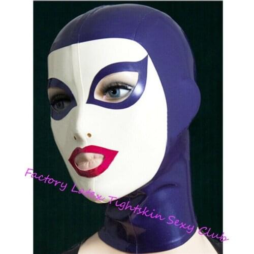 Latex Cosplay Mask Open eyes mouth nose With Trims Halloween Mask Colors Fetish Rubber Hook Customized XS-XXL