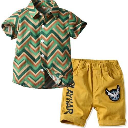 Summer Casual Toddler Kids Baby Boy Clothes Short Sleeve Wave Printed Tops T-shirt+Shorts Pants 2Pcs Outfits Set Beachwear 2-5T