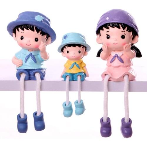 European style home at home cute resin hanging legs hanging legs dolls for a family of three small ornaments