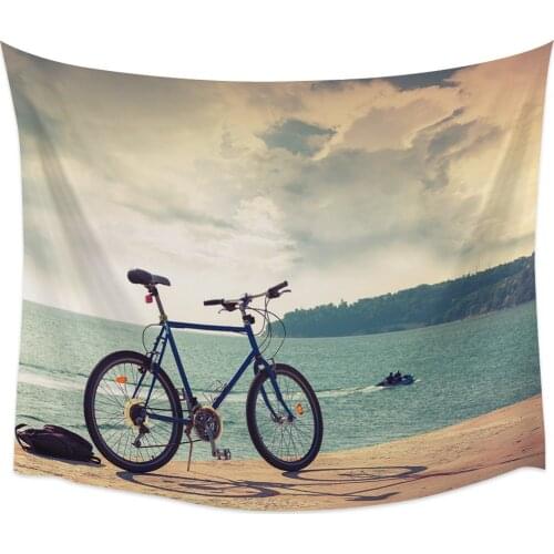 Bicycle Beach Sunshine Wall Tapestry Home Wall Decor Tapestry Cover Beach Towel Picnic Mat Yoga Mat