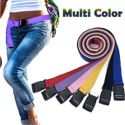 Nylon Unisex Adjustable All-Match Belt Casual Canvas Belts Vintage Plastic Buckle Elastic Solid Color Long Waistband