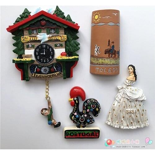 Nuannuan Rabbit Shop Germany Cuckoo Clock Portugal Spain Austria Resin Fridge Magnet