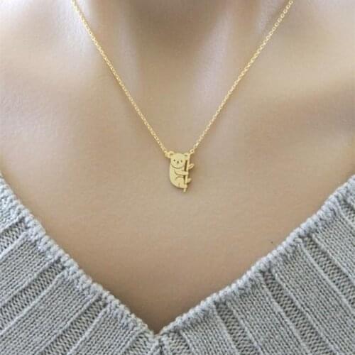 Aussie Animal Koala Charm Necklace Baby Bear Kolye Jewelry Collar Colar Stainless Steel Gold Color Chain Best Friend Gift Bijoux