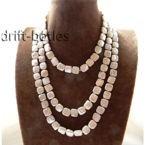 50'' 11mm White Square Freshwater Pearl Necklace