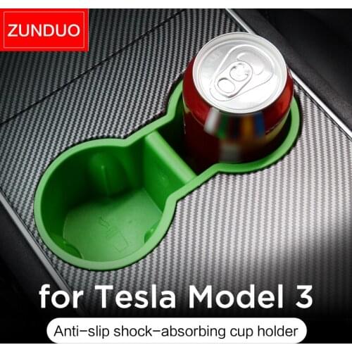 ZUNDUO Water Cup Holder Storage Box for Tesla Model 3 2017-2020 for tesla 3 Model3 Cup box Non-slip reduce noise Anti-bump