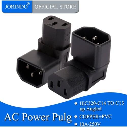 JORINDO Right Angled IEC Adapter UP Angled IEC 320 C14 to C13 Adapter for lcd wall mount Tv,C13 to C14 90 Degree Corner