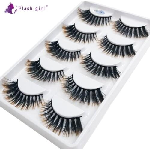 Professional 5 Pairs 3D Mink Eyelashes High Volume Natural Thick Eye Lashes Handmade Individual Fake Eyelash Extension E08