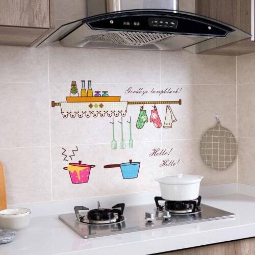 90x60cm Transparent Wall Stickers Self-adhesive High Temperature Oil Resistant Household Stove Tile Stickers Kitchen Accessories