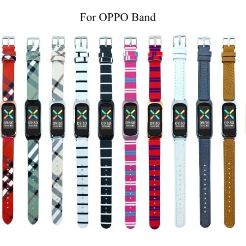 PU Leather Strap For OPPO Smart Band Wristband Bracelet Fastion Leather Wrist Band Metal Buckle Band For OPPO Band Wrist Correa