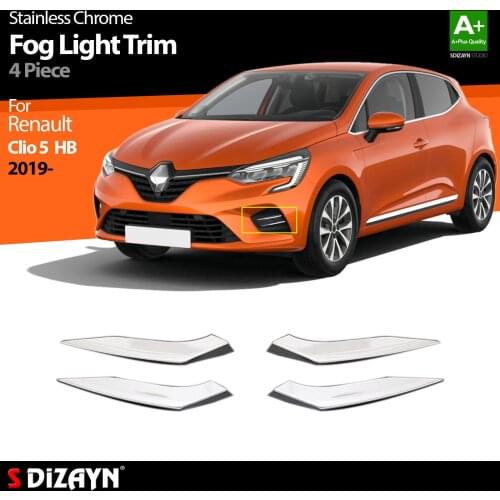 For Renault Clio 5 Chrome Fog Light Trim Stainless Steel 4 Pcs Model Year 2019