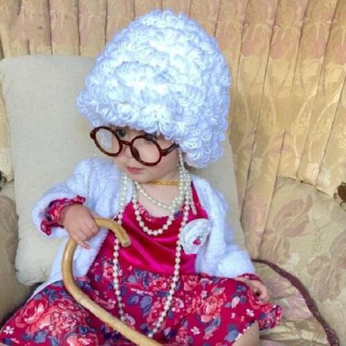 Winter Kids Wig Cap Little Granny Curly Hair Hat Newborn Photo Props Accessories Wig Cap Knitting Net Hair Nets Wig Making Wigs