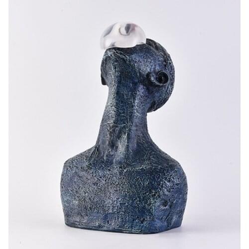 MODERN SIMPLE BLUE PORTRAIT STATUE ABSTRACTION FIGURE ART FIGURINES RESIN CRAFT HOME DECORATION ACCESSORIES R2602