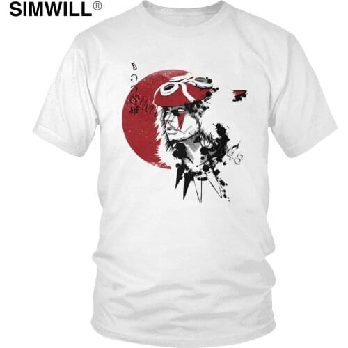 Vintage Princess Mononoke Hime T-shirt Mens Stylish Short Sleeved Cotton T shirt Anime Hayao Miyazaki Studio Ghibli Tee Tops