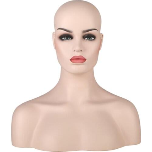 Light Dark Skin Female Firberglass Mannequin Head Bust For Wig Display