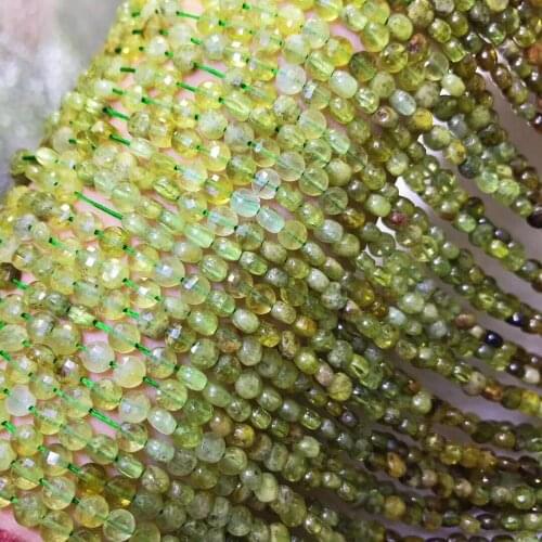 Loose beads Coin Gradient green Tsavorite 4*2mm for DIY Wholesale 14" FPPJ gemstone