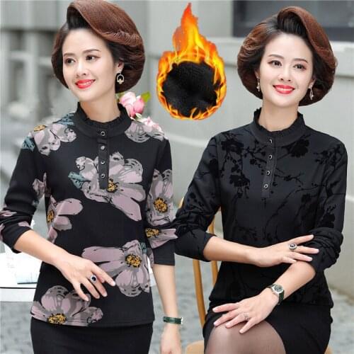Warm Velvet Pullovers Women Thick Long Sleeve T-Shirts Winter Turtleneck Bottoming Shirt Mother Tee Tops Plus Size Clothing