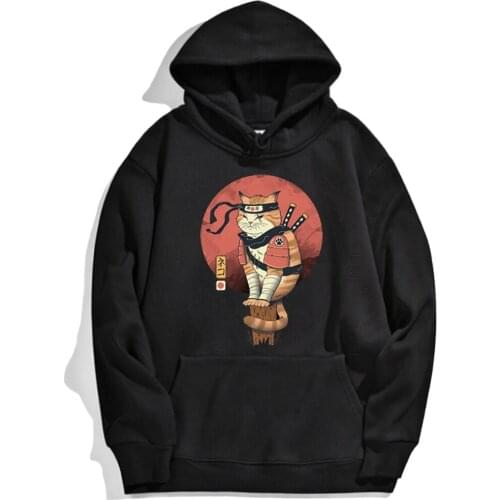 Hoody Japanese Sushi Cat Cool Printed Hip Hop New Man Hoodies Daily Casual Street Men Streetwear Oversize Brand Mens Hoodie