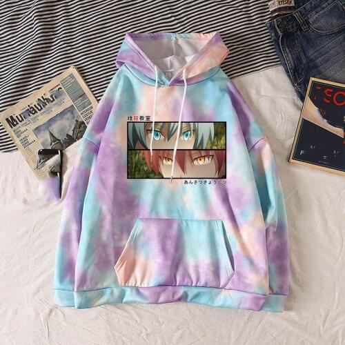 Men And Women Autumn Casual Hoodie Anime Assassination Classroom Hoodies Tie-dye Long Sleeve Pullover Harajuku Clothes Unisex