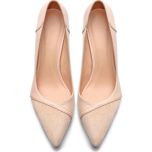Women Pumps Heeled Shoes Nude Pointed Toe Sexy High Heel Shoes Stiletto High Heels Ladies 6 8 Cm Size 31-42 Beige Black