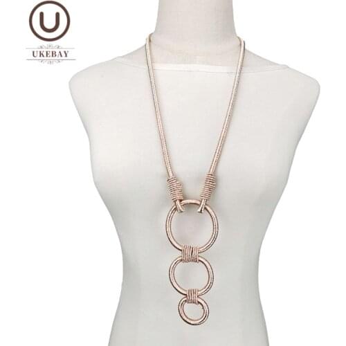 UKEBAY New Designer Handmade Luxury Pendant Necklaces Female Alloy Jewelry 4 Colors Ethnic Clothes Chain Women Party Necklace