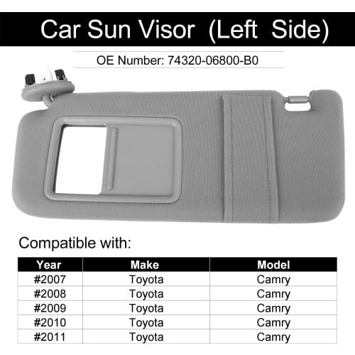 X Autohaux Car Sun Visor Left Driver Side for Toyota Camry 2007 2008 2009 2010 2011 with Sunroof & Vanity Light 74320-06800-B0