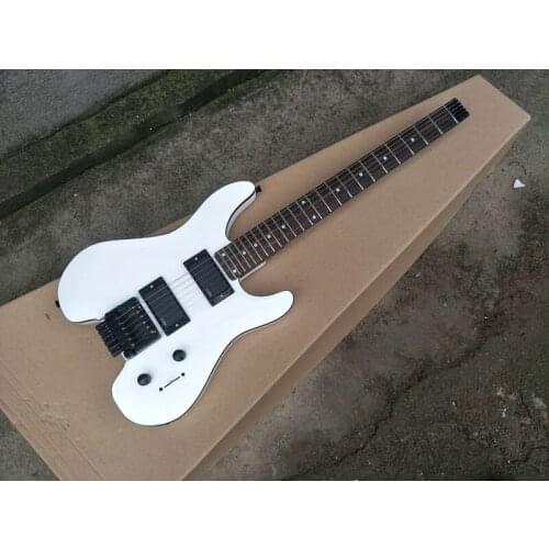Customized new white headless electric guitar, rose wood finger plate, black pickup, customizable, free delivery