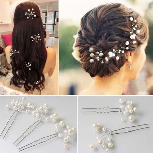 3pcs/lot Wedding Bridal Simulated Pearl Flower Hair Pins Handmade Hairpins Headpiece Brides Hair Jewelry Hair Accessories