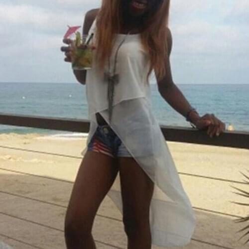 Women Summer Sleeveless Camis Sexy Irregular Sling Strap Tops Chiffon Beach Cami New Fashion Thin Long White Tops Women Clothing