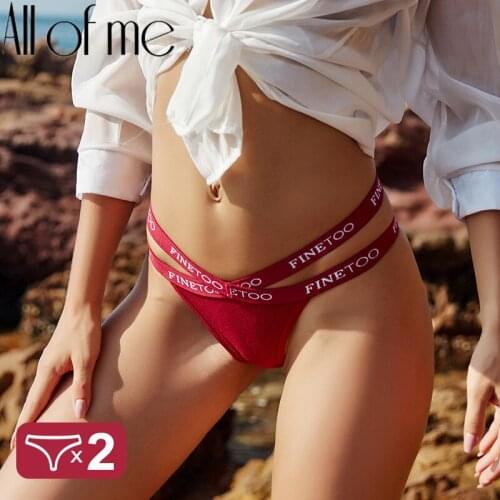 2PCS/Set Women Cotton Panties Brazilian Pantys Fashion Thong Femme Cross Waist Strap FINETOO Brand Sexy Woman Underwear Female