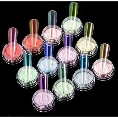 1Set Laser Glitter Holographic Powder Mirror Chrome Pigments For Nail Art Decor Laser Aurora Dust Super Shiny Effect Dust FB066