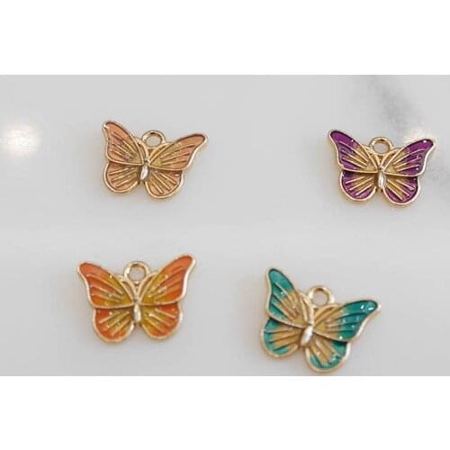 10pcs 18 * 13mm Lovely Butterfly Two Color Oil Drop Alloy Charms DIY Making Earrings Necklace Jewelry Accessories
