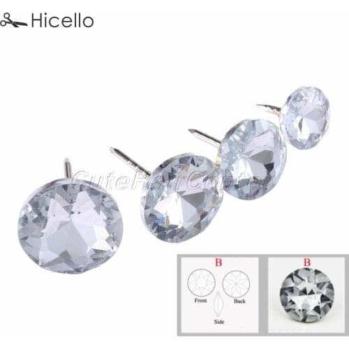 10pcs Crystal Nails Button Upholstery Glass Diamond Tacks Pins Knot 14mm/18mm/20mm/22mm Sewing Furniture Decoration Hicello