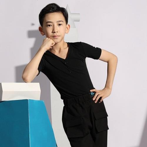 2021 New Latin Dance Costumes For Boys Short Sleeve Tops Performance Costumes Chacha Samba Latin Dance Competition Dress DN7875