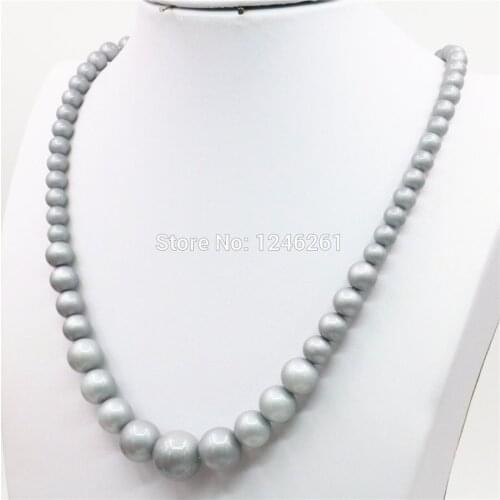 6-14mm Hot Sale Accessories Gray Glass Pearl Lucky Beads Stones Necklace Chain Women Girls Gifts Fashion Jewelry Making Design
