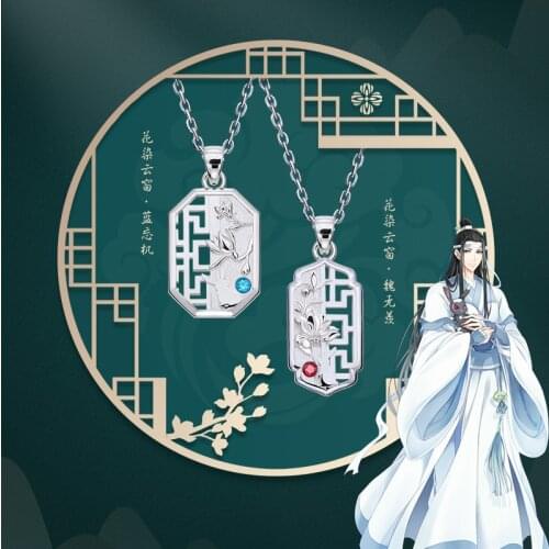 Anime Game Mo Dao zushi Wei Wuxian Lan Wangji Character 925 Silver Necklace Pendant Cartoon Accessories Xmas Birthday Gifts